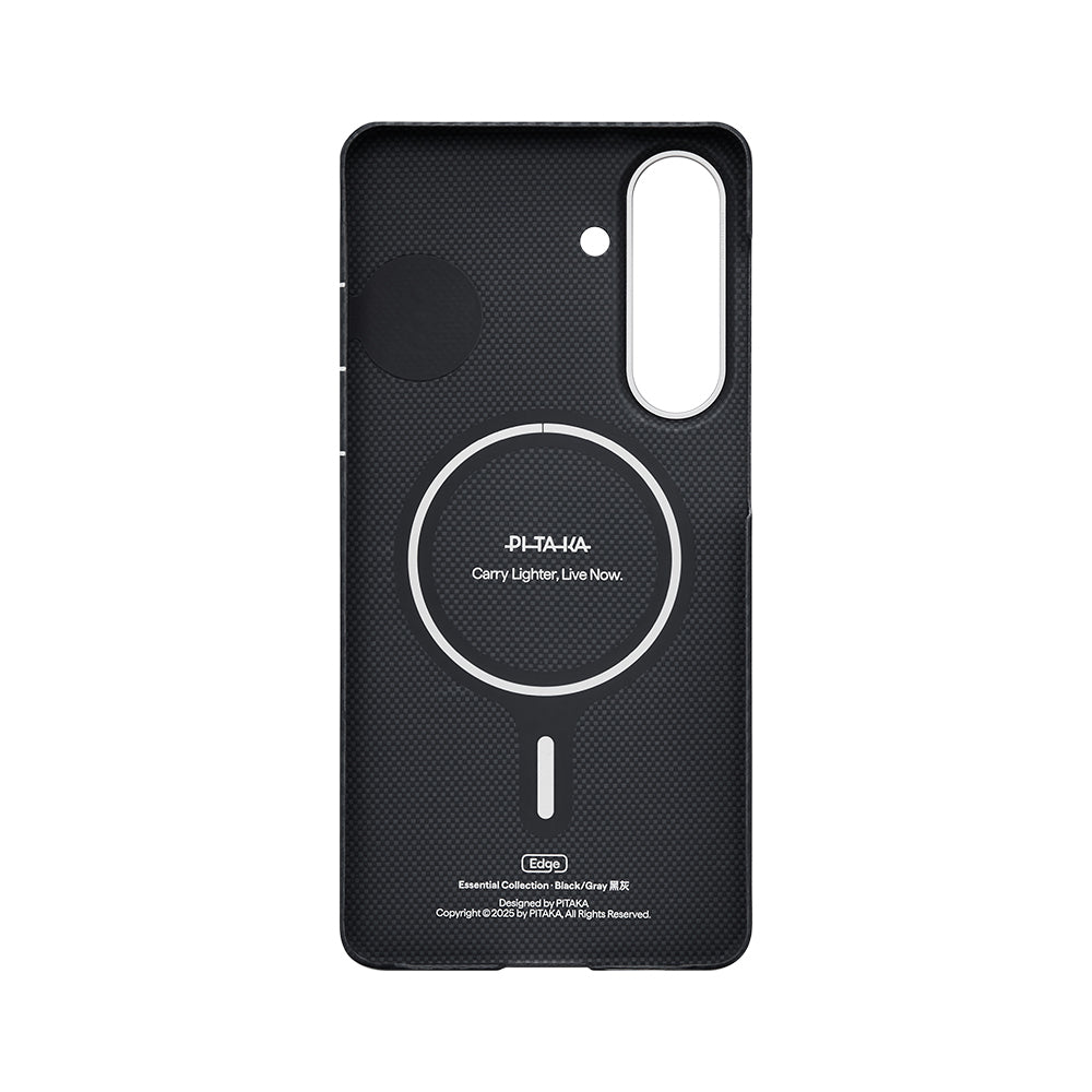Galaxy S26 Plus Kılıf M-safe Şarj Özellikli 600D Aramid Fiber Pitaka Edge Serisi Black-Grey Twill Kapak