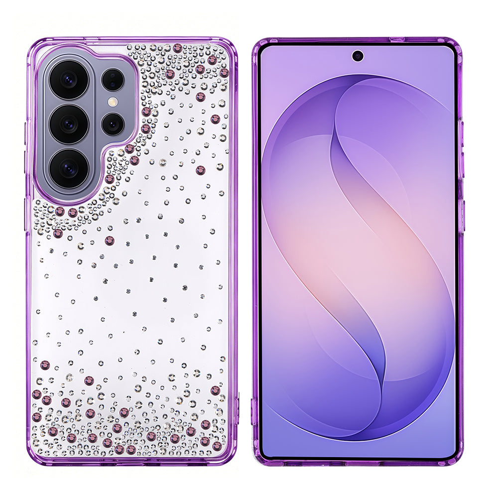 Galaxy S26 Ultra Kılıf Airbag Tasarımlı Damla Taşlı Şeffaf Zore Pera Silikon Kapak