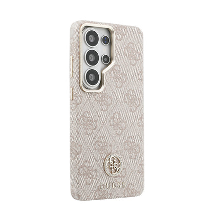 Galaxy S26 Ultra Kılıf Guess Orjinal Lisanslı M-safe Şarj Özellikli Gold Metal Kamera Çerçeveli Taşlı 4G Logolu Kapak