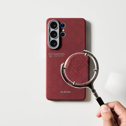 Galaxy S26 Ultra Kılıf M-safe Şarj Özellikli Aramid Fiber Pitaka Harvard University Serisi Kapak