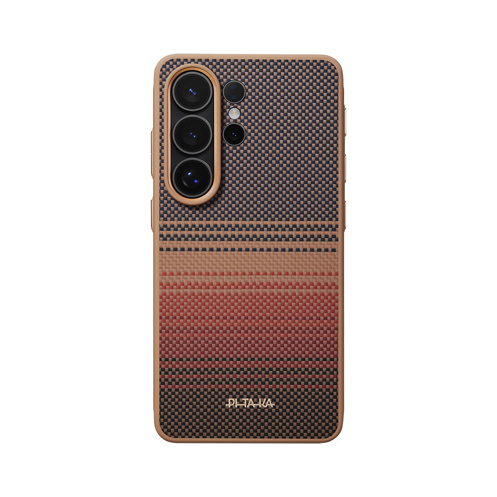 Galaxy S26 Ultra Kılıf M-safe Şarj Özellikli Pitaka Tactile Woven Sunset-Moonrise Aramid Cairn Serisi Kapak