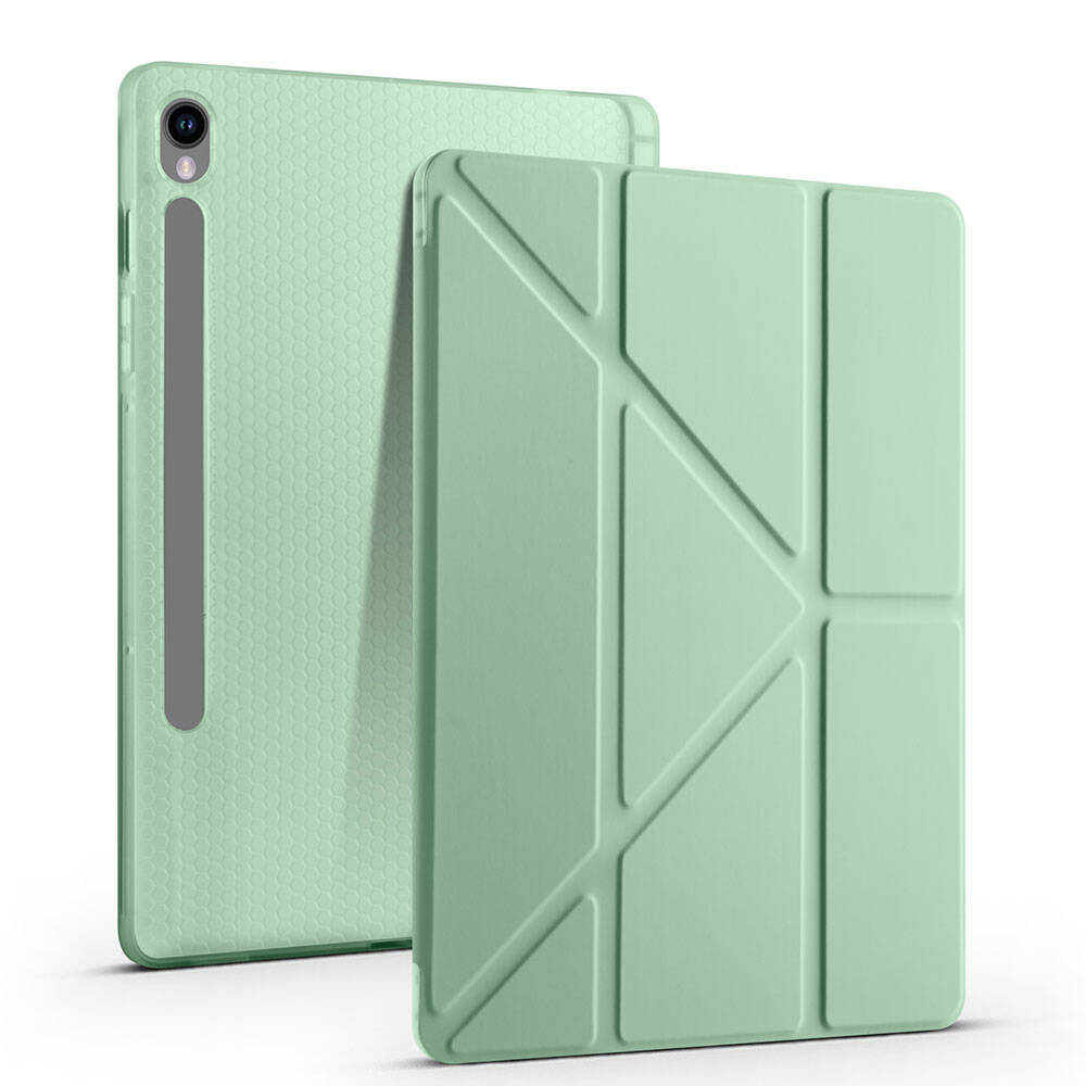 Galaxy Tab S10 FE Kılıf Zore Tri Folding Kalem Bölmeli Standlı Kılıf