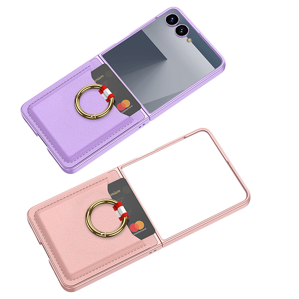 Galaxy Z Flip 7 Zore Kıpta Yüzüklü Kartlıklı Kapak