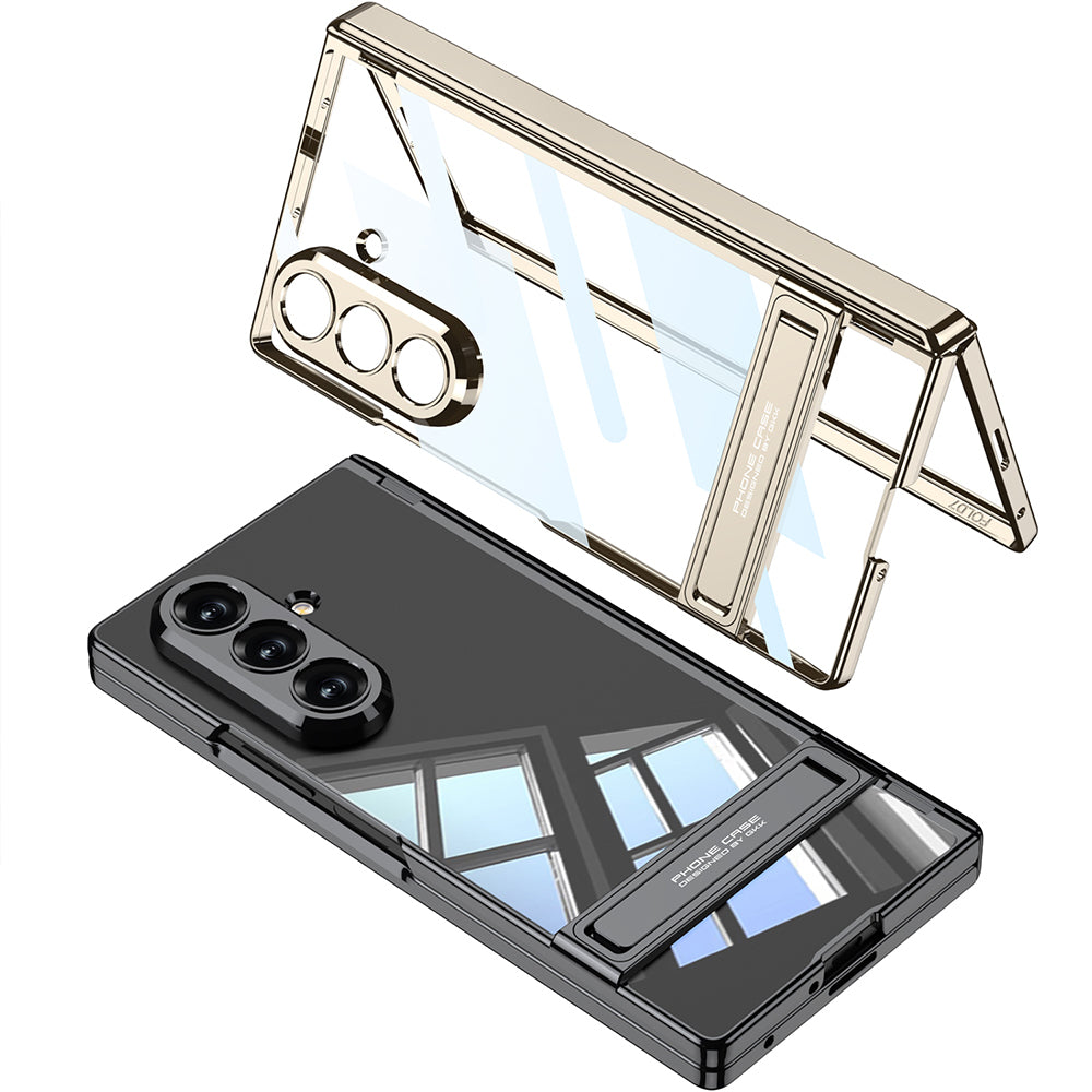 Galaxy Z Fold 7 Kılıf Kamera Korumalı Şeffaf Tasarımlı Zore Lego Standlı Kapak