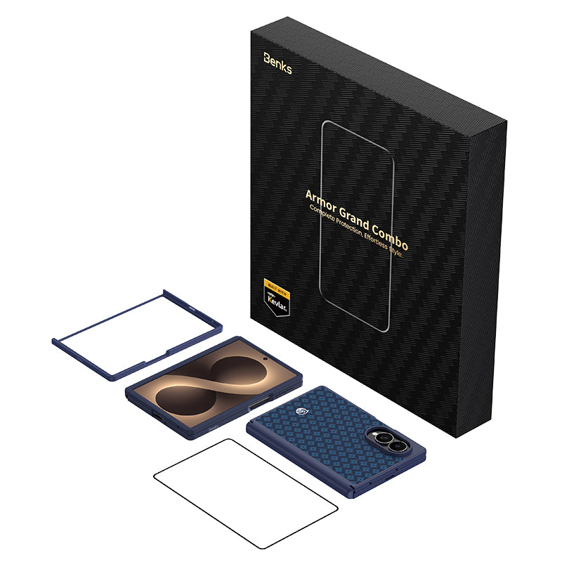 Galaxy Z Fold 8 Benks ArmorPro ArmorGrid Grand Combo Üçlü Aksesuar Seti (Ön Arka Kevlar Karbon Kapak + Ekran Koruyucu)