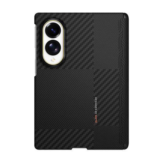 Galaxy Z Fold 8 Kılıf M-safe Şarj Özellikli Metal Kamera Çerçeveli Raptic Aramid SkinPro Serisi Karbon Kapak