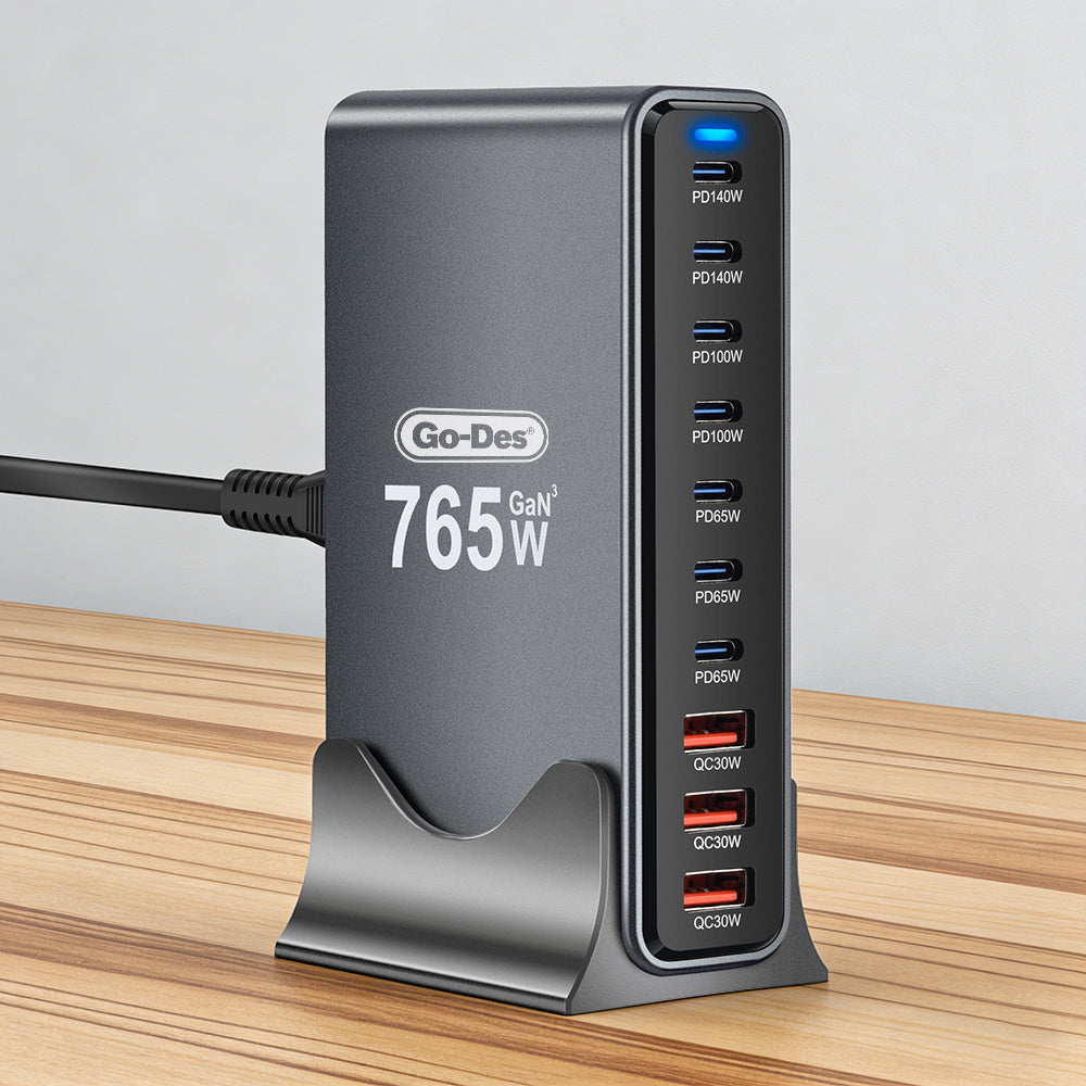 Go Des GD-B963 GaN Teknolojili 10 Portlu Masaüstü Şarj İstasyonu 765W