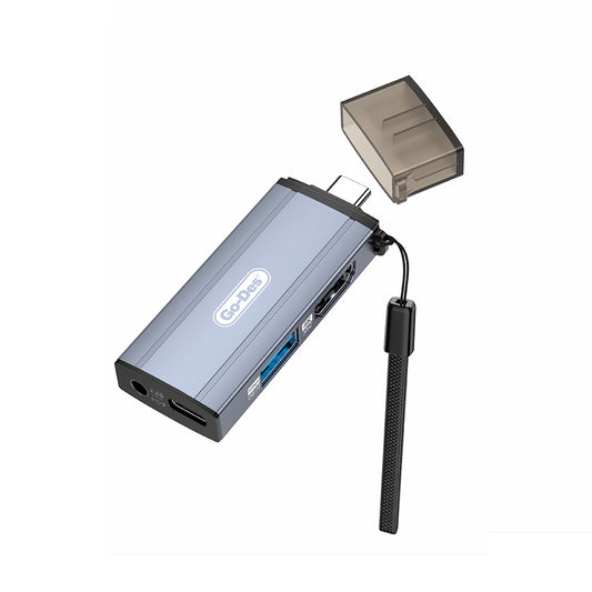 Go Des GD-CT085 Type-C Bağlantılı 4in1 HDTV Ses ve Video Adaptörü USB3.0/Hdmi/3.5mm/4K Ultra HD 60hz