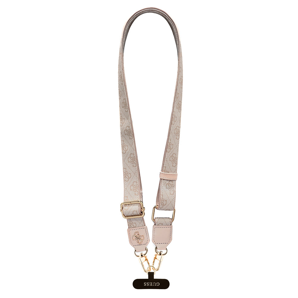 Guess Orjinal Lisanslı 4G Desen ve Metal Logolu Çapraz Vücut Telefon Askı Kayışı 150cm