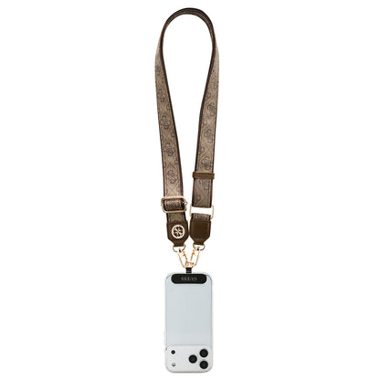 Guess Orjinal Lisanslı Taşlı 4G Metal Logolu Çapraz Vücut Telefon Askı Kayışı 150cm