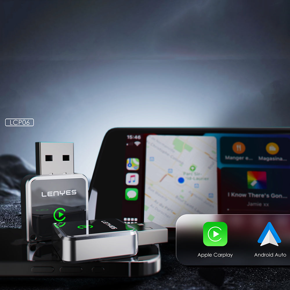 Lenyes LCP06 Android Auto Destekli CarPlay USB Bluetooth 5.3 Wireless Transmitter Adaptör