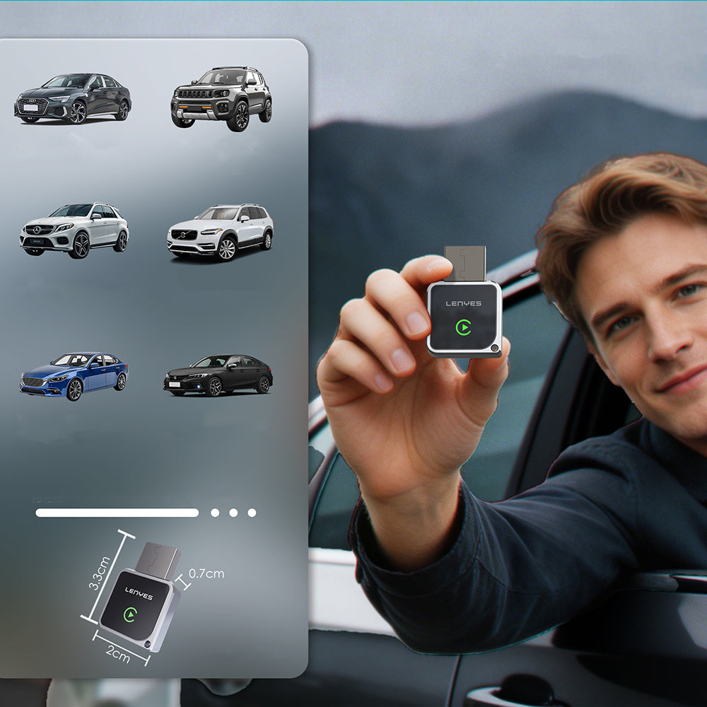 Lenyes LCP06 Android Auto Destekli CarPlay USB Bluetooth 5.3 Wireless Transmitter Adaptör