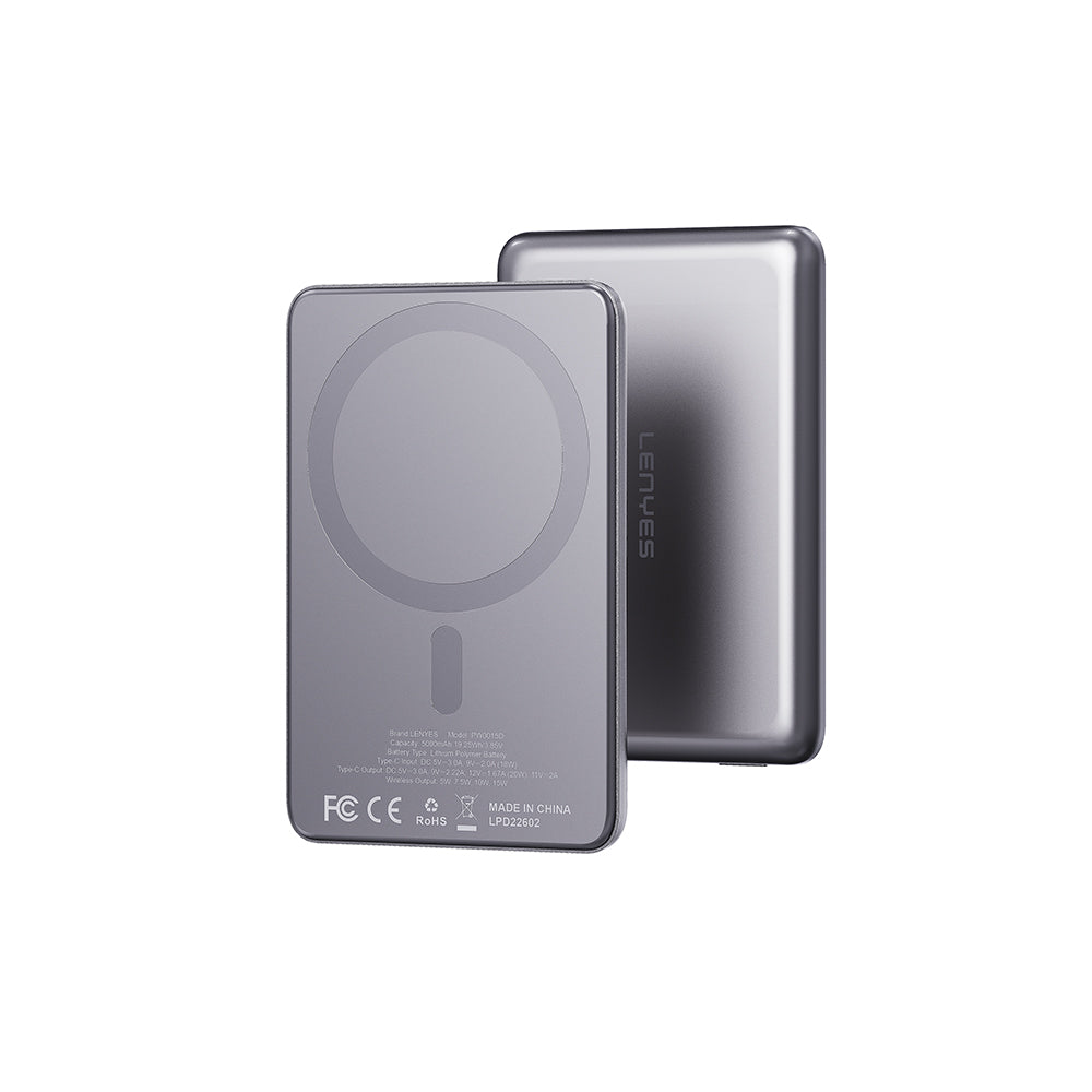 Lenyes PW0015D Ultra İnce LED Göstergeli Wireless Powerbank 15W 5000mAh