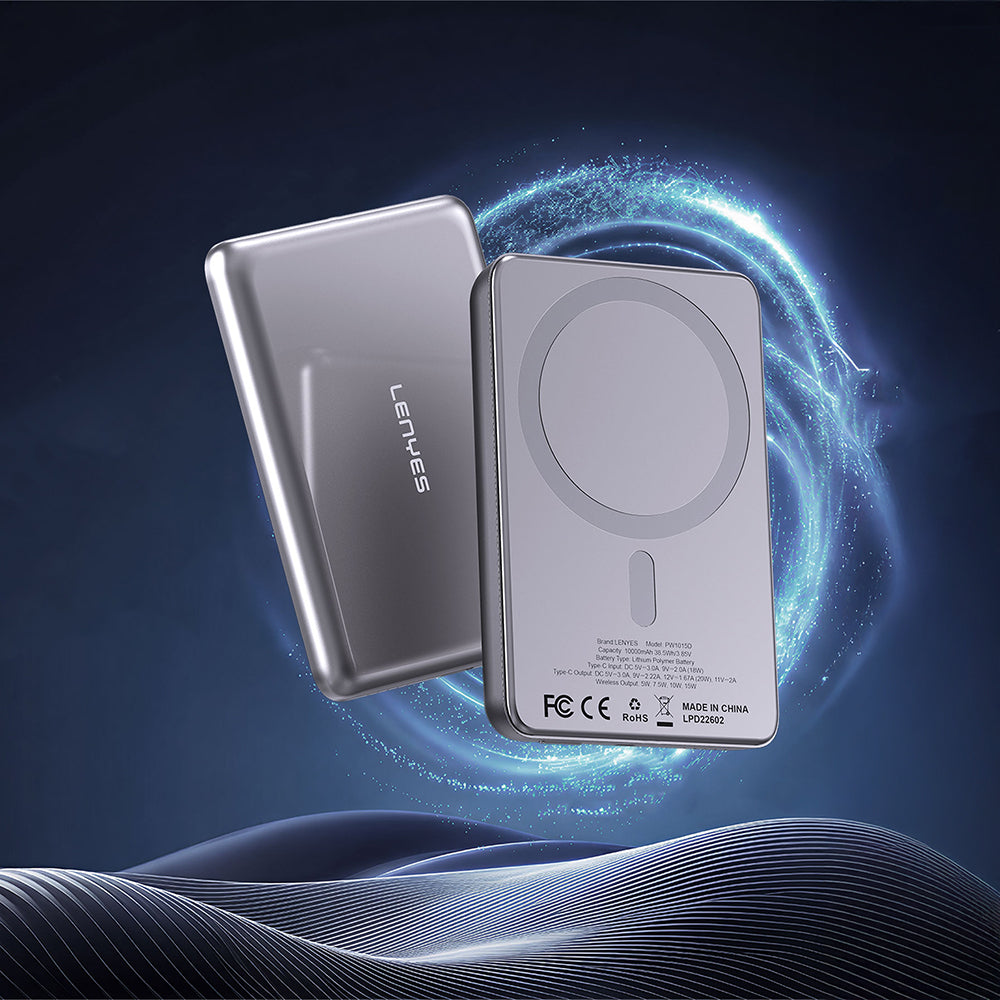 Lenyes PW0015D Ultra İnce LED Göstergeli Wireless Powerbank 15W 5000mAh