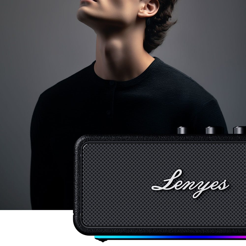Lenyes S876 Supreme Serisi RGB Işıklı Taşınabilir Su Geçirmez TWS Bluetooth Hoparlör v5.3 45W