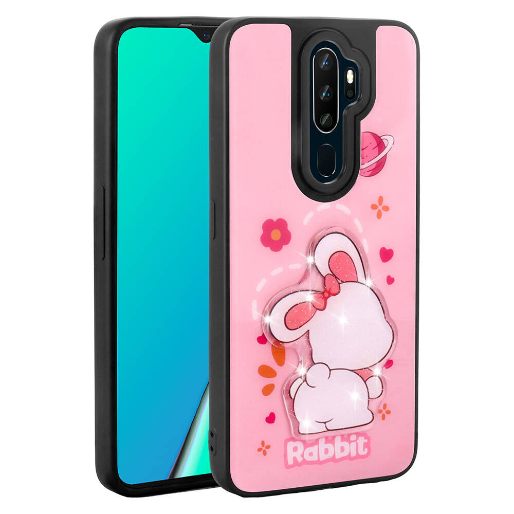 Oppo A9 2020 Kılıf Parlayan Kabartmalı İkonik Figürlü Zore Amas Silikon Kapak