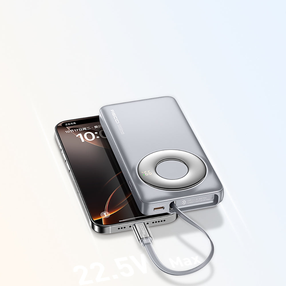 Recci RPB-P58 PD Hızlı Şarj Özellikli Type-C Kablolu Powerbank 22.5W 10.000mAh