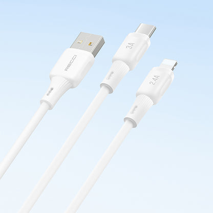 Recci RS52C USB-A to Type-C 3A Hızlı Şarj Özellikli Data ve Şarj Kablosu 1M