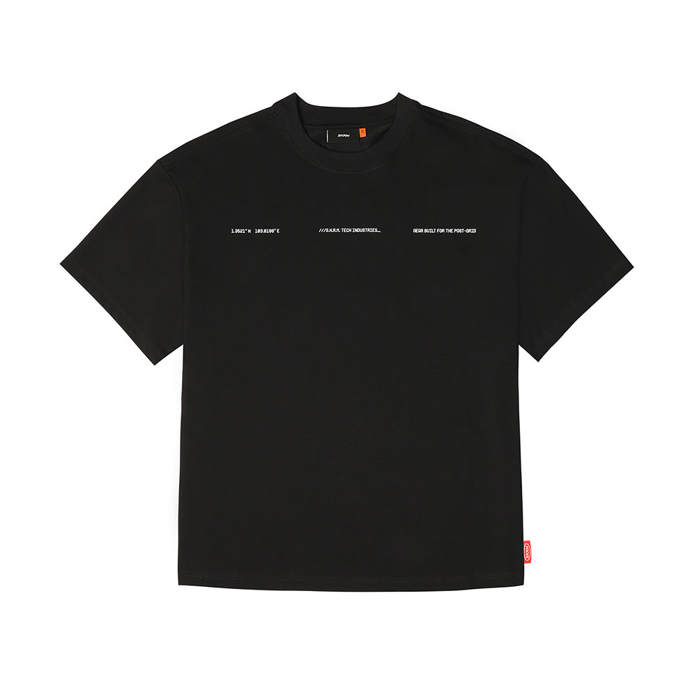 Skinarma Cypher Kısa Kollu Oversize Unisex Bisiklet Yaka Siyah Tişört