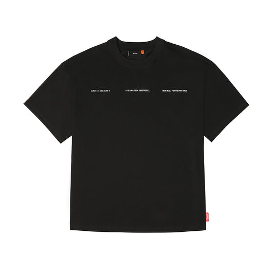 Skinarma Cypher Kısa Kollu Oversize Unisex Bisiklet Yaka Siyah Tişört