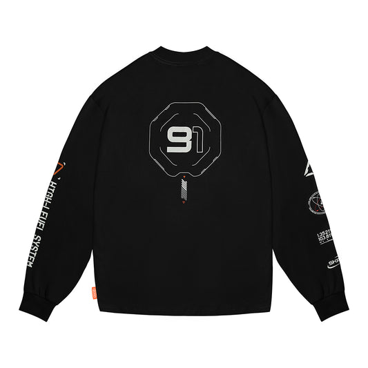Skinarma Neptune Uzun Kollu Oversize Unisex Bisiklet Yaka Siyah Sweatshirt