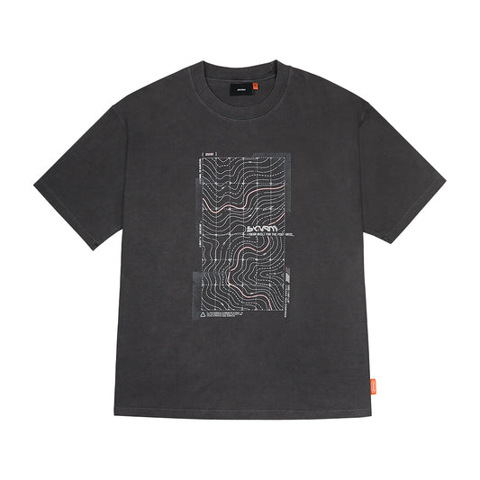 Skinarma Sonar Kısa Kollu Oversize Unisex Bisiklet Yaka Gri Tişört