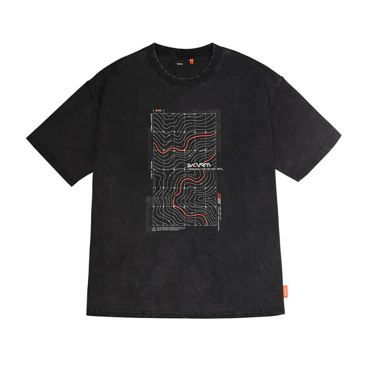 Skinarma Sonar Kısa Kollu Oversize Unisex Bisiklet Yaka Siyah Tişört