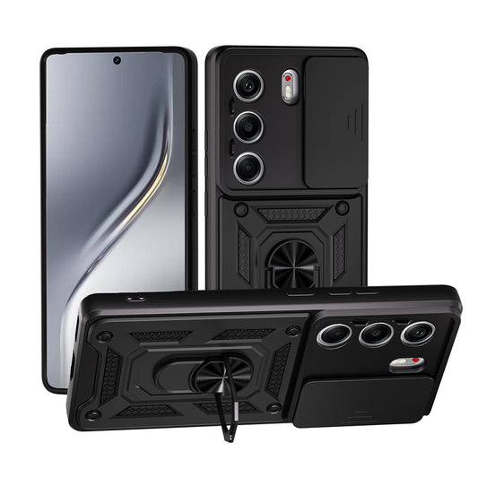 Tecno Camon 40 5G Kılıf Magnetik Standlı Kamera Korumalı Zore Sürgülü Vega Kapak