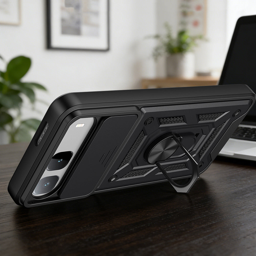 Tecno Spark 40 5G Kılıf Magnetik Standlı Kamera Korumalı Zore Sürgülü Vega Kapak
