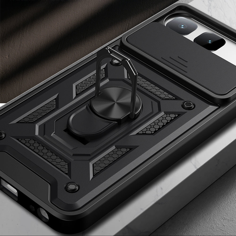 Tecno Spark 40 5G Kılıf Magnetik Standlı Kamera Korumalı Zore Sürgülü Vega Kapak