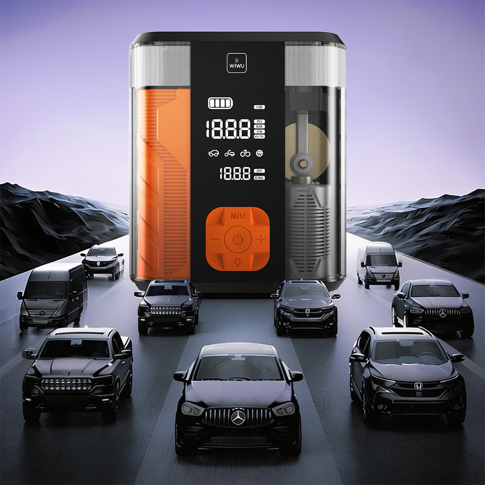 Wiwu CG201 4in1 Dijital LED Göstergeli Araç Akü Acil Durum Takviye Güç Kaynağı Powerbank 40W 8800mAh