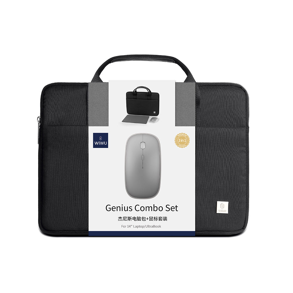 Wiwu Genius Combo Serisi 3in1 14 inç Laptop Çantası & Kablosuz Mouse & Mouse Pad Set