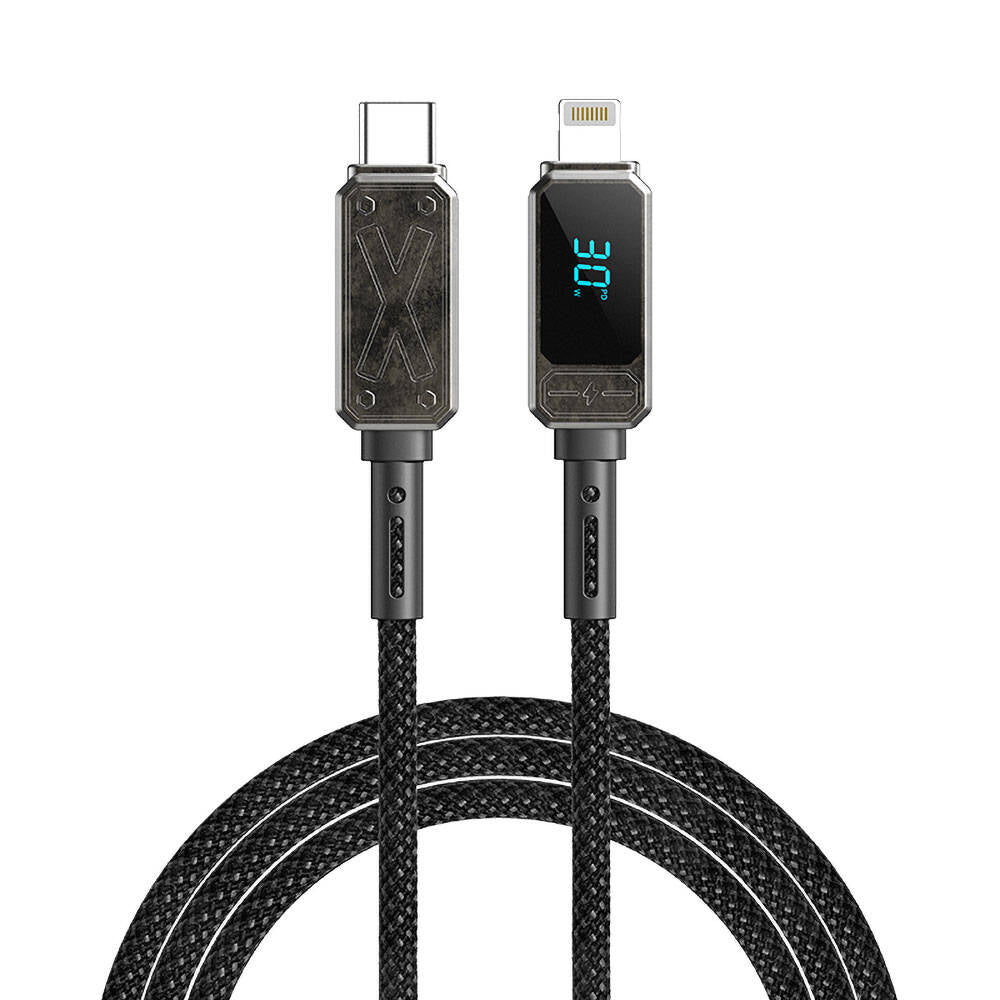 Wiwu Wi-C038 Titan Serisi Lightning to Type-C PD 30W LED Dijital Göstergeli Şarj ve Data Kablosu 1.2M