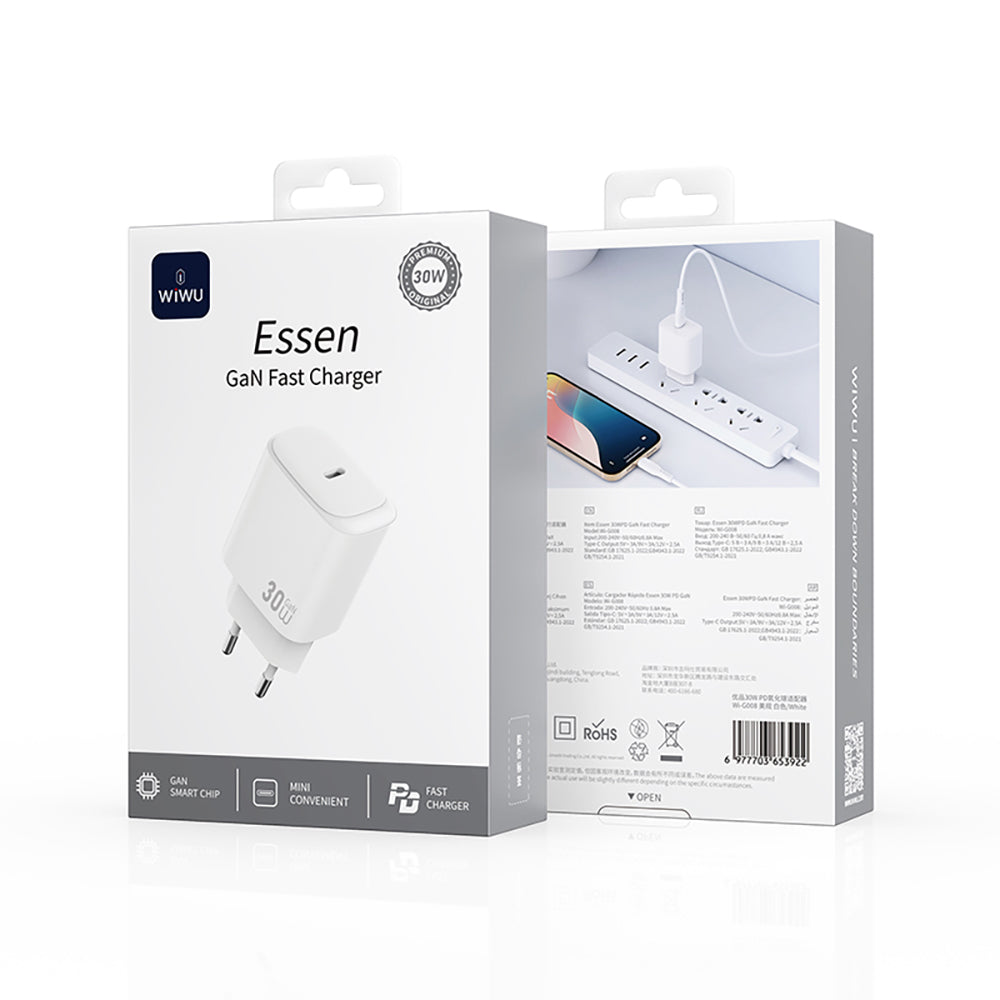 Wiwu Wi-G008 Essen Serisi GaN Tech PD Hızlı Şarj Özellikli Şarj Başlığı 30W