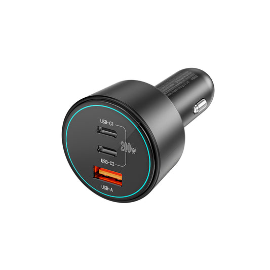Wiwu Wi-QC026 Starship Serisi Hızlı Şarj Özellikli Dual Type-C + USB-A Portlu Araç Şarj Aleti 200W