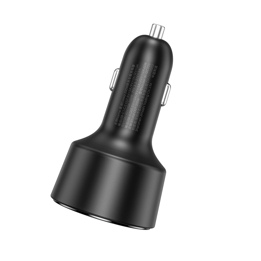 Wiwu Wi-QC026 Starship Serisi Hızlı Şarj Özellikli Dual Type-C + USB-A Portlu Araç Şarj Aleti 200W