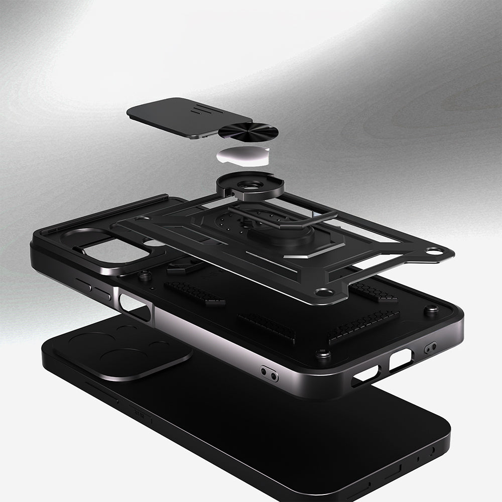 Xiaomi Redmi 15C Kılıf Magnetik Standlı Kamera Korumalı Zore Sürgülü Vega Kapak