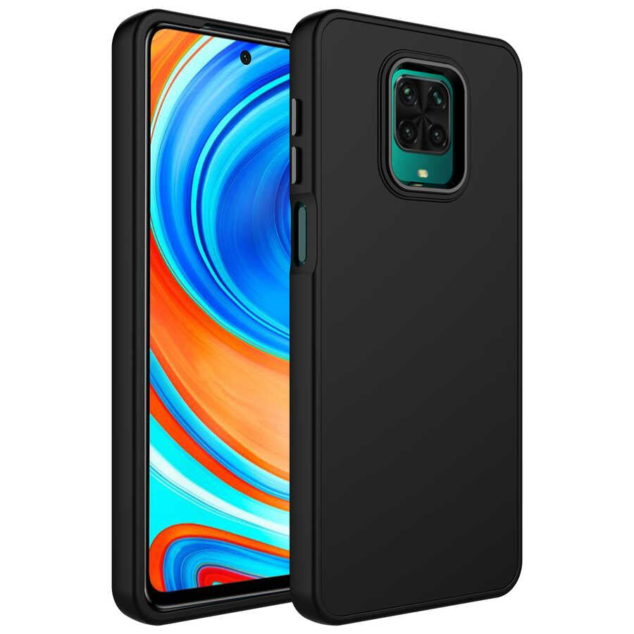 Xiaomi Redmi Note 9S Kılıf Metal Çerçeve ve Buton Tasarımlı Silikon Zore Luna Kapak