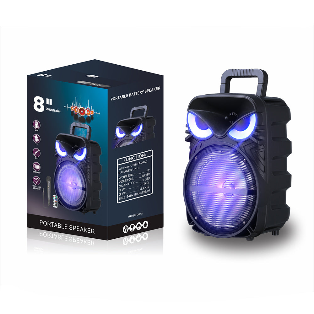 Zore PK-17 FM Radyolu Mikrofonlu RGB TWS 8 inç Stereo Bass Kablosuz Karaoke Hoparlör